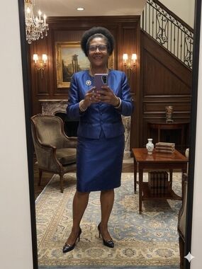 Tally Taylor Royal Blue Beaded Skirt Suit Set Size 16 Church Mother of Bride